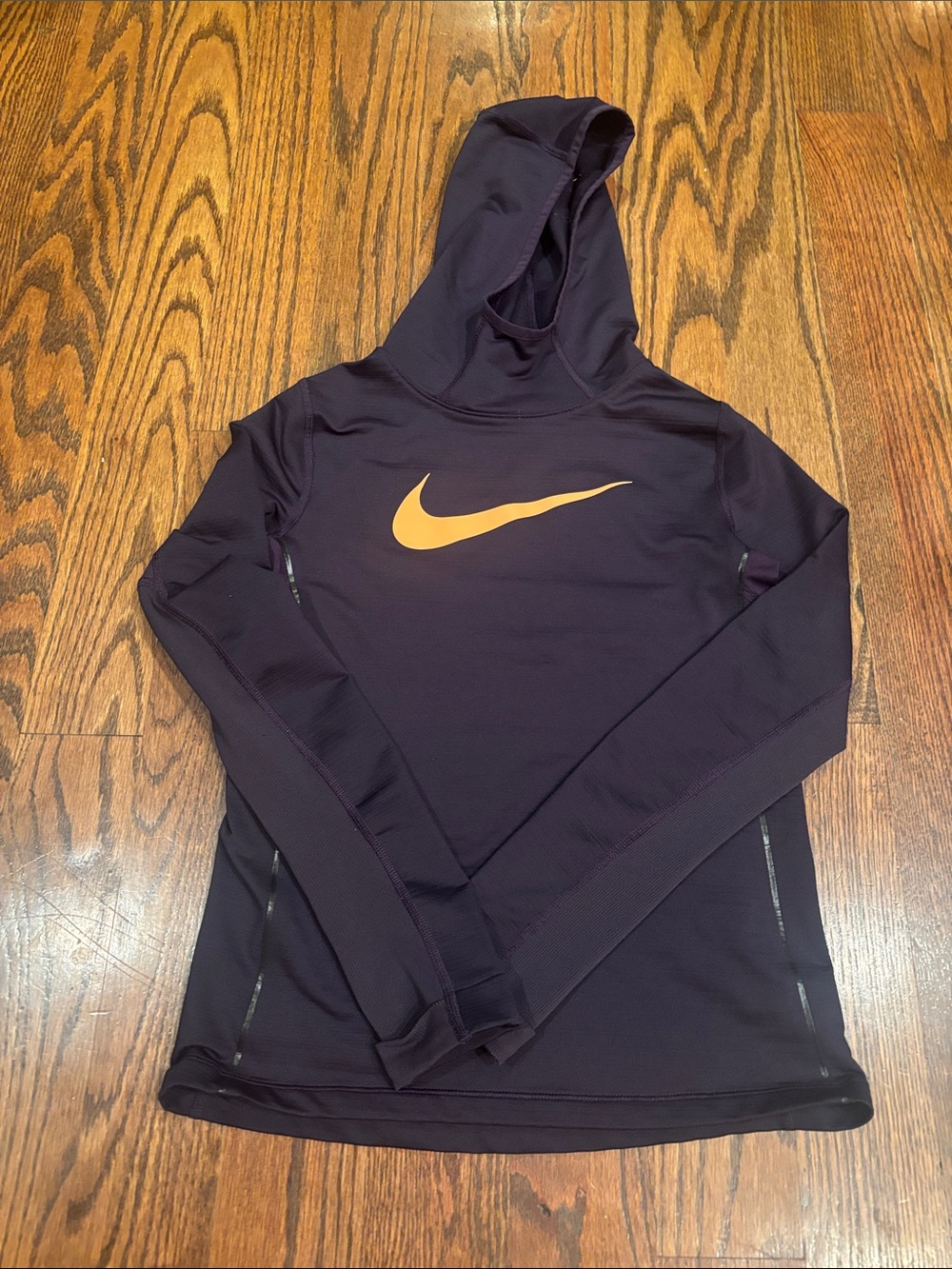 Nike Girl’s Hoodie in Deep Purple with Orange:/peach Swoosh